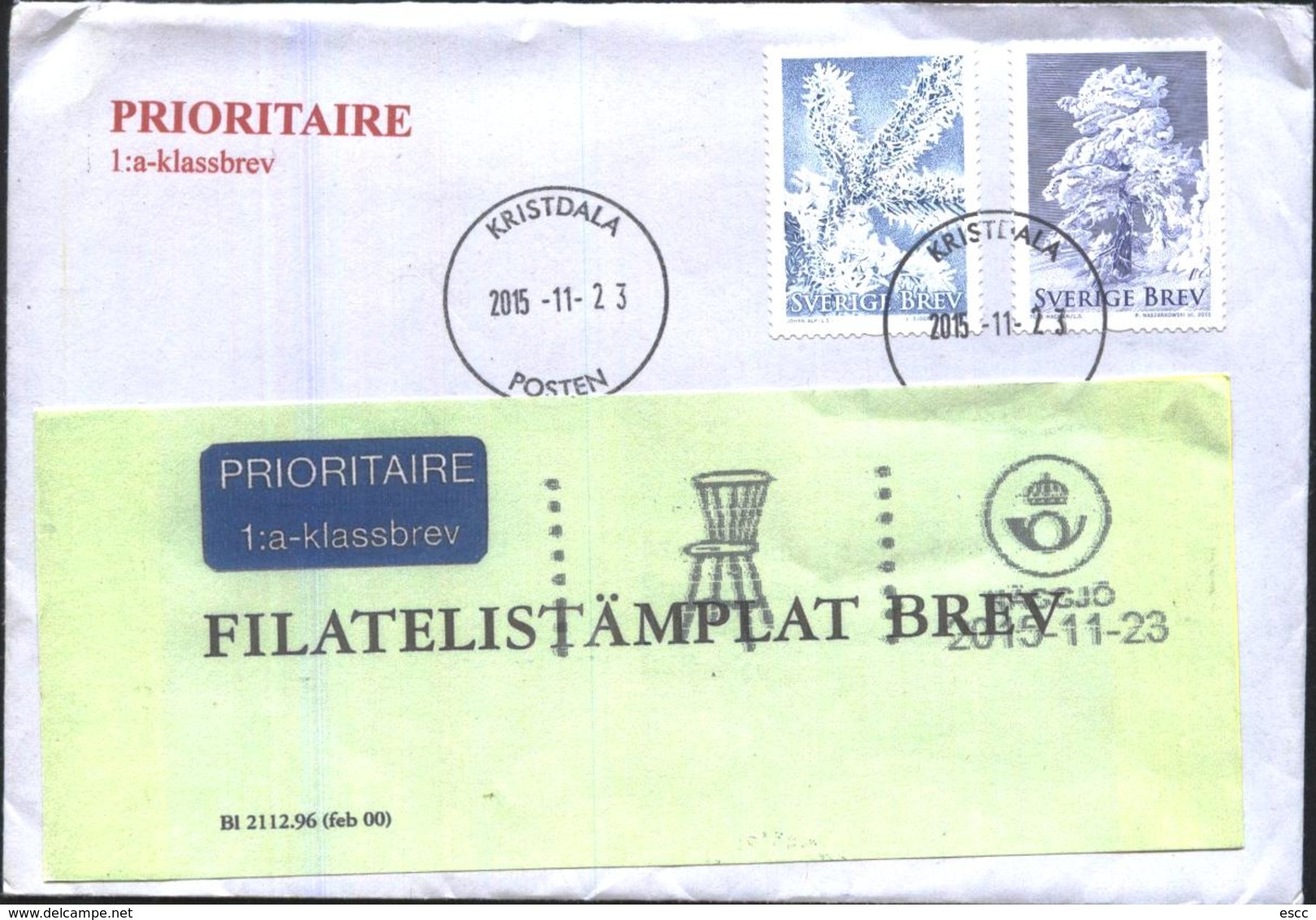 Mailed Cover With Stamps Winter Flora Trees  2015 From Sweden To Bulgaria - Storia Postale