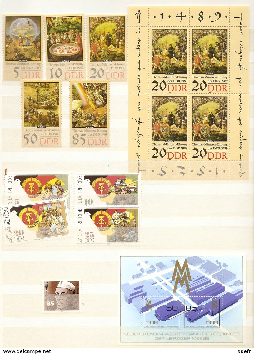 Allemagne DDR 1989 - Année Complète MNH - YT 2827 à 2898 + BF 96 à 99 - 4 Scans - Neufs