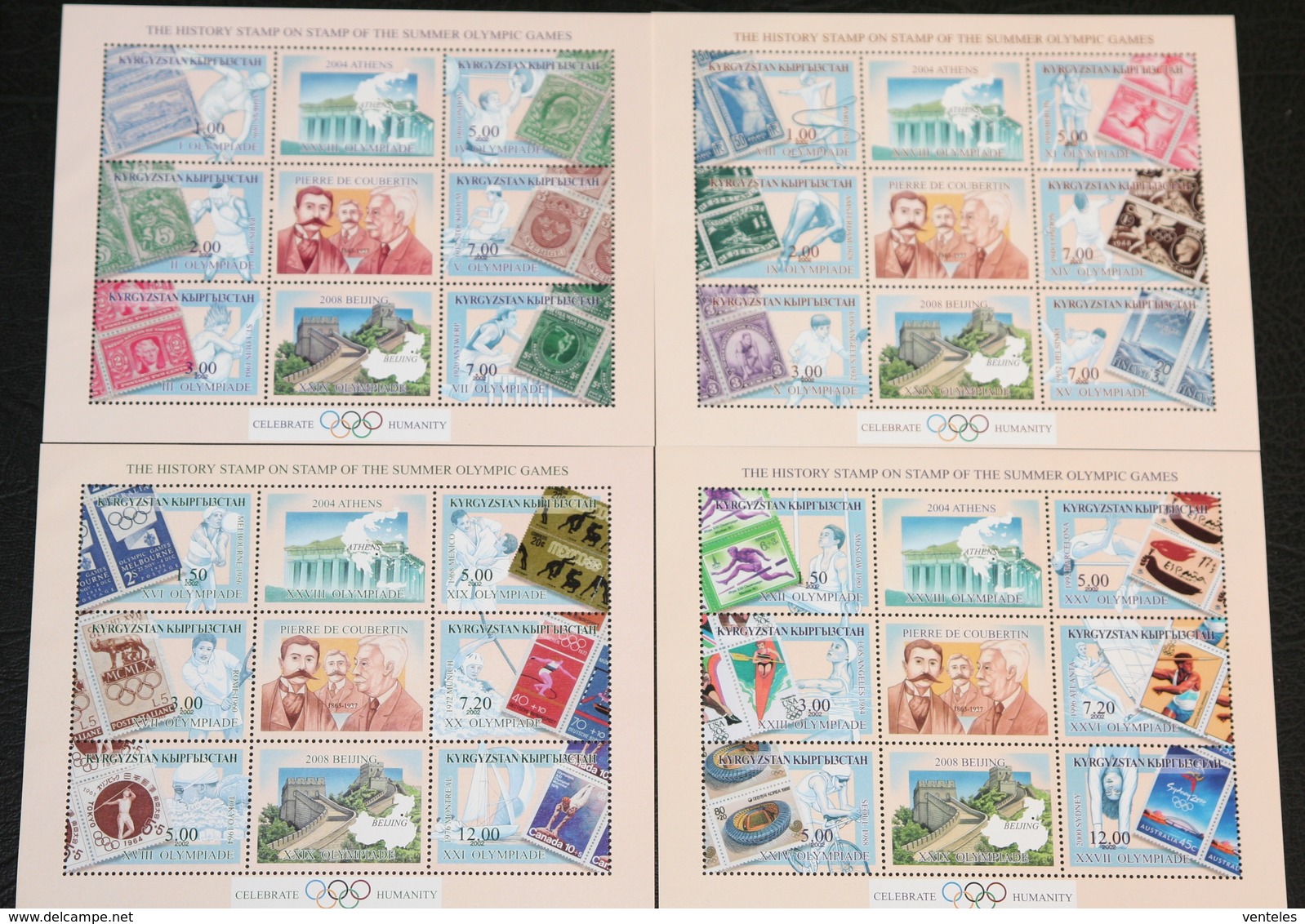 Kyrgyzstan 28.02.2002 Mi # Bl 31-34 2004 Athens & 2008 Beijing Summer Olympics, Olympic Philately MNH OG - Verano 2004: Atenas