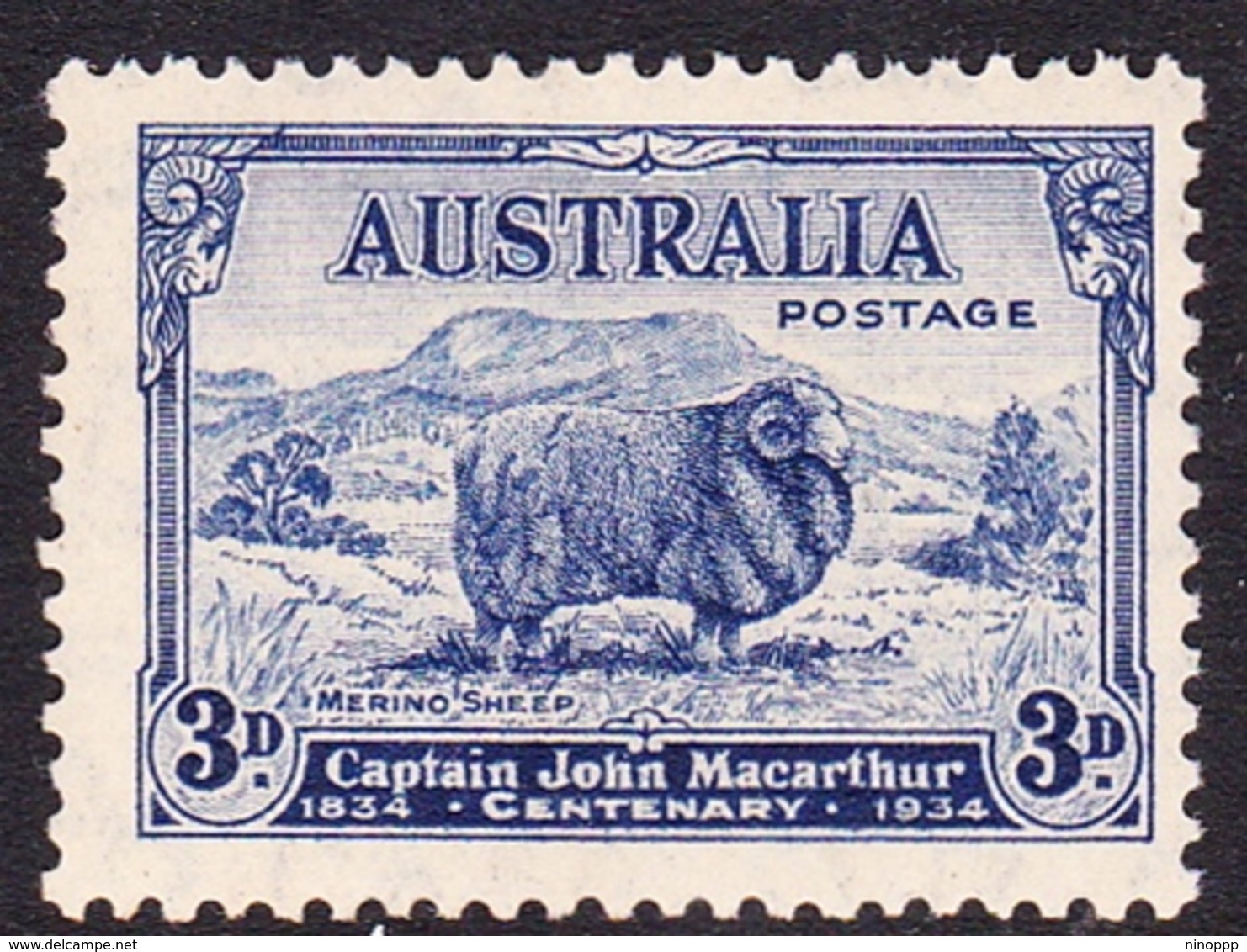 Australia ASC 157 1934 Captain Macarthur, 3d Blue, Mint Never Hinged - Mint Stamps