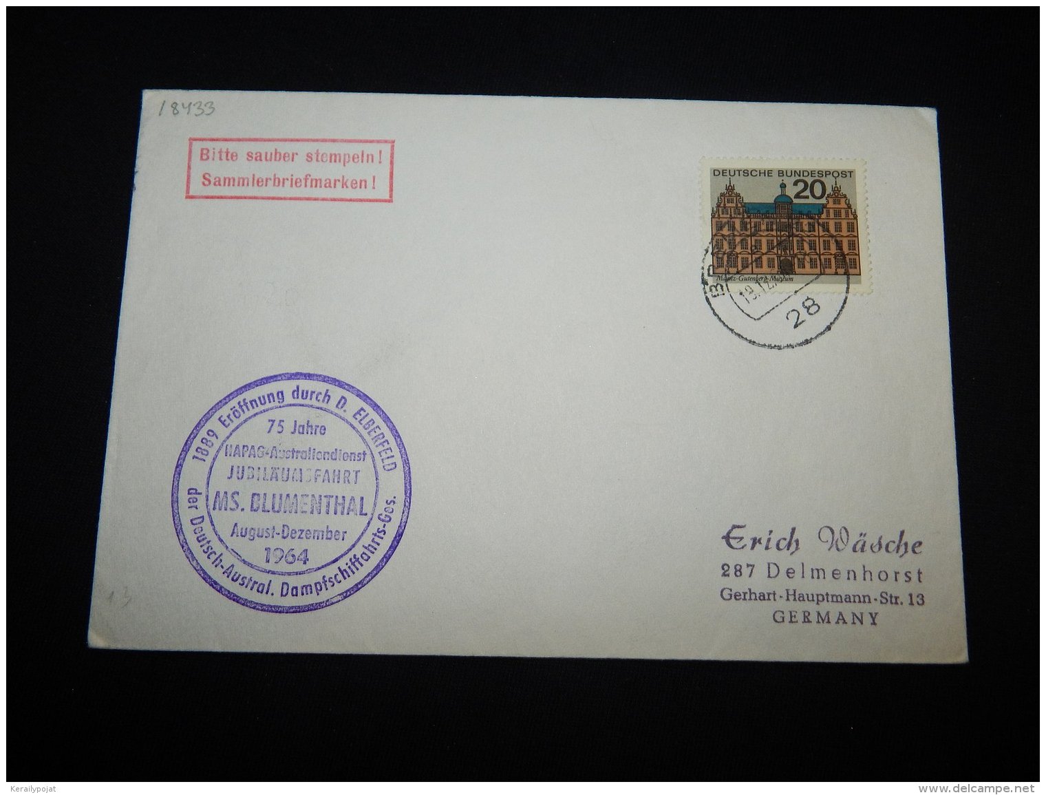 Germany BRD 1964 Bremen MS Blumenthal Cover__(L-18433) - Covers & Documents