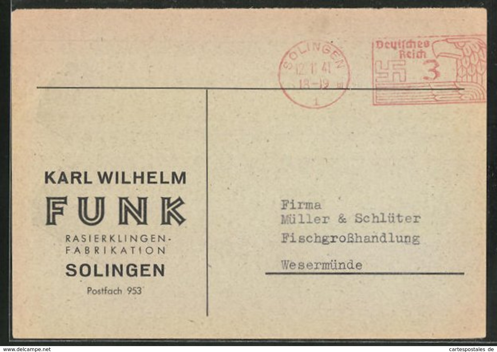 AK Solingen, Firma Karl Wilhelm Funk, Rasierklingen-Fabrikation - Solingen