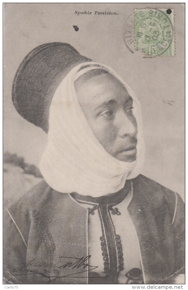 Ethniques Et Cultures - Maghreb - Tunisie - Cavalier Militaire Spahis - 1903 Cachet Sitbon Bizerte - Africa