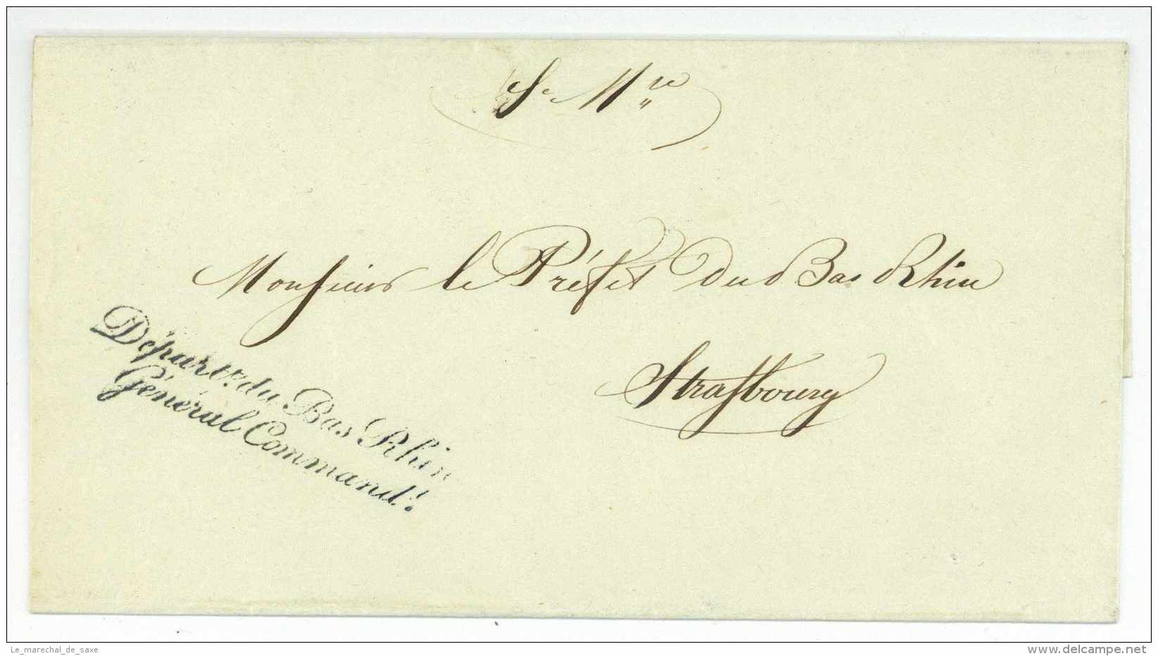 Franchise General Commandant Departement Du Bas-Rhin 1835 Strasbourg LSC - Legerstempels (voor 1900)