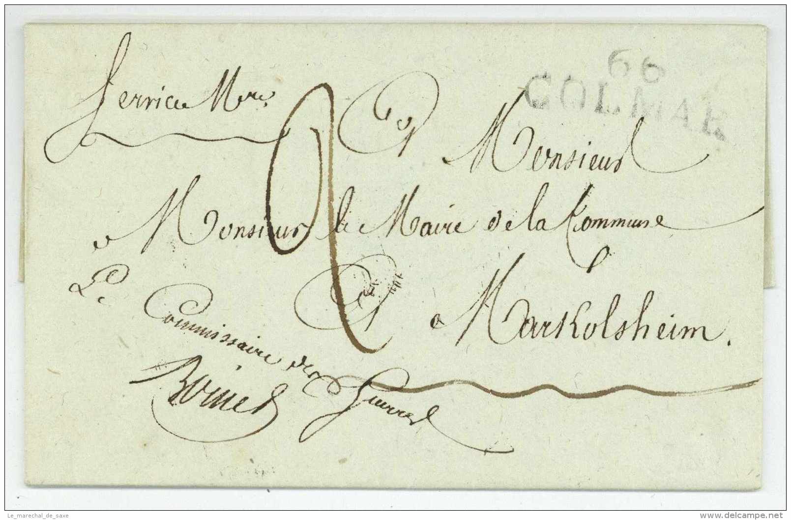 1817 COLMAR Contreseing Commissaire Des Guerres Marckolsheim SERVICE DES TROUPES ALLIEES - Marques D'armée (avant 1900)