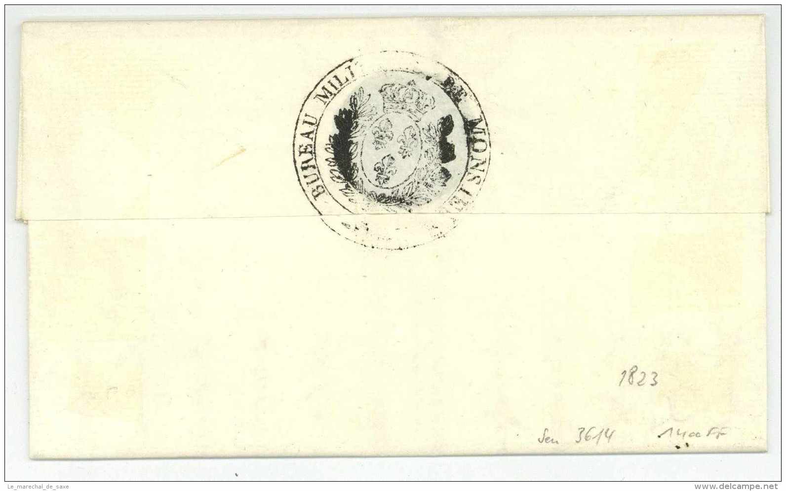 Rare Franchise 1823 SECRETARIAT MILITAIRE DE MONSIEUR Paris Baron Kentzinger - Armeestempel (vor 1900)