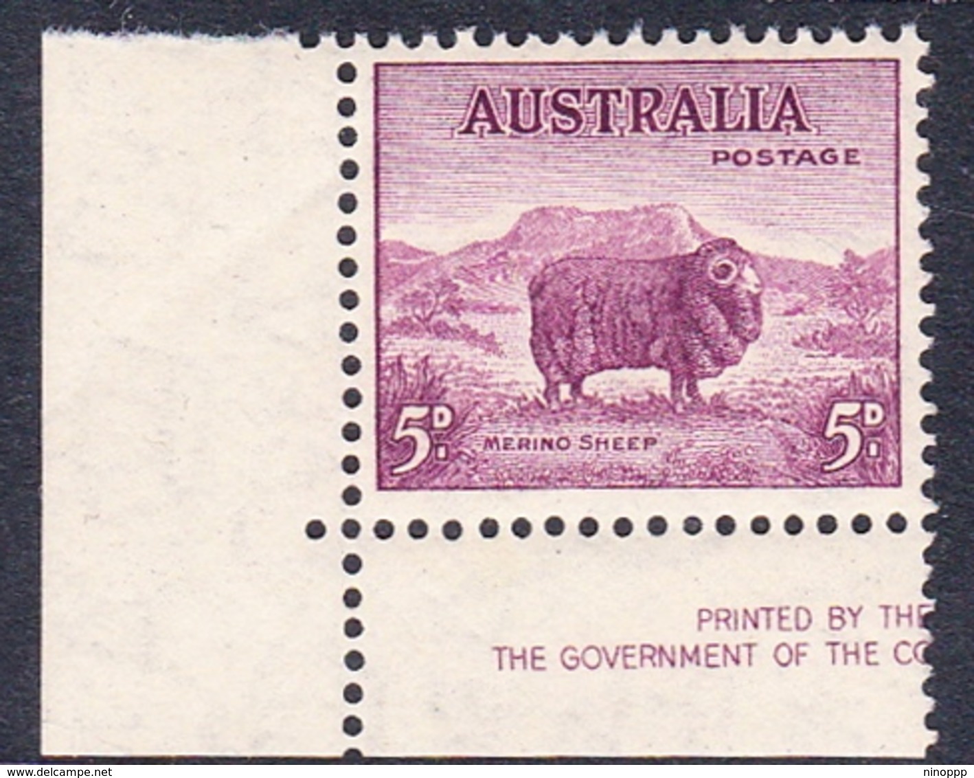 Australia ASC 199 1937-49 King George VI, 5d Ram, Perf 14 X 15, Mint Never Hinged - Mint Stamps