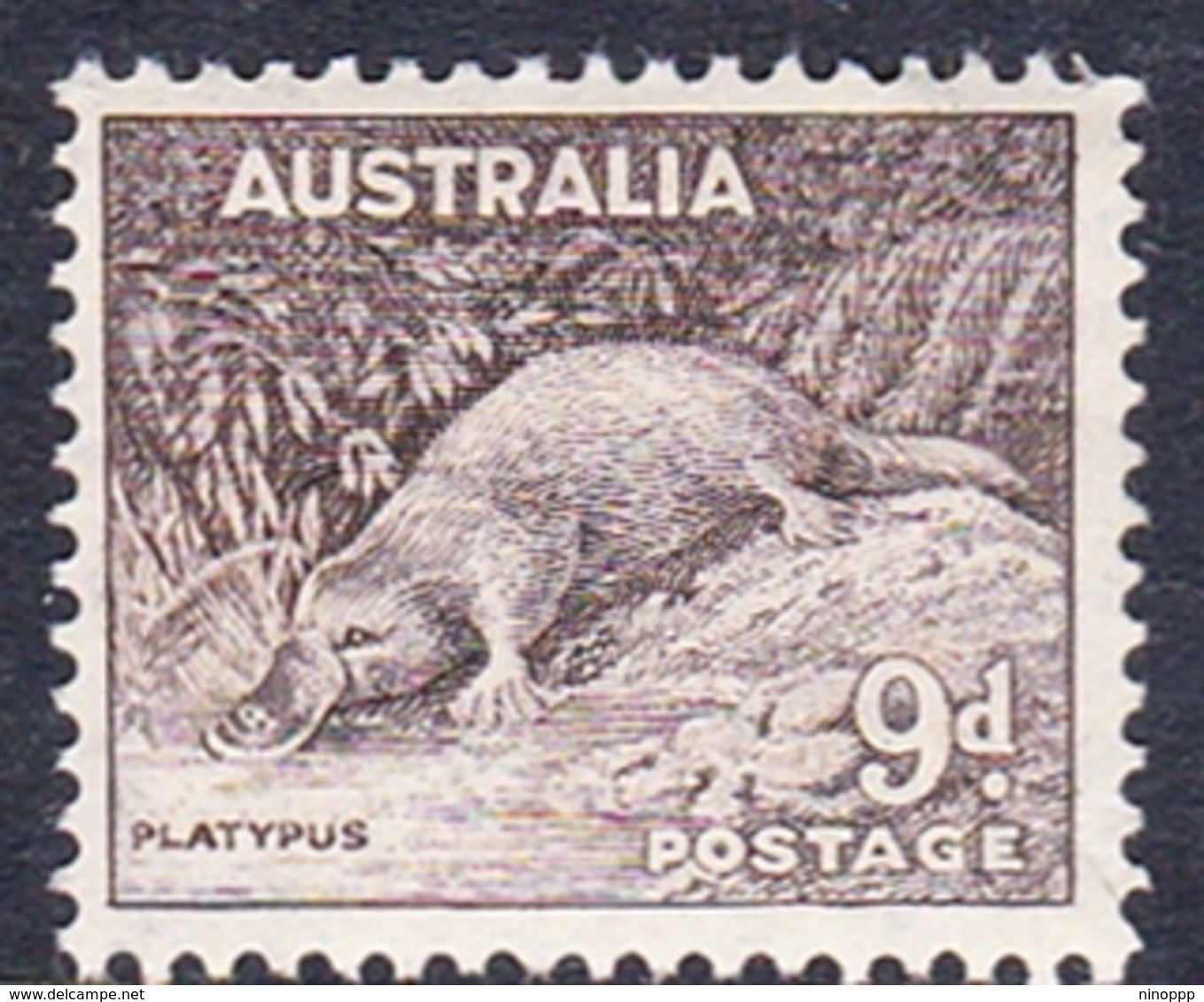 Australia ASC 201 1937-49 King George VI, 9d Platypus, Perf 14 X 15, Mint Never Hinged - Mint Stamps