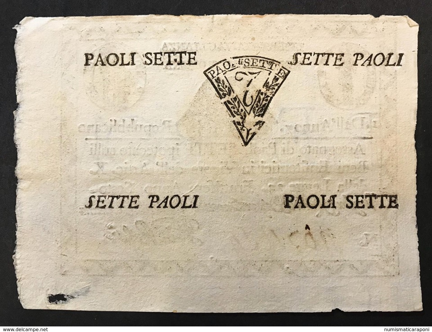 1à Repubblica Romana Assegnati 1798 Sette 7 Paoli Dell'anno 7 Bel Bello Spl Ma Mancanza Lotto.1868 - Other & Unclassified