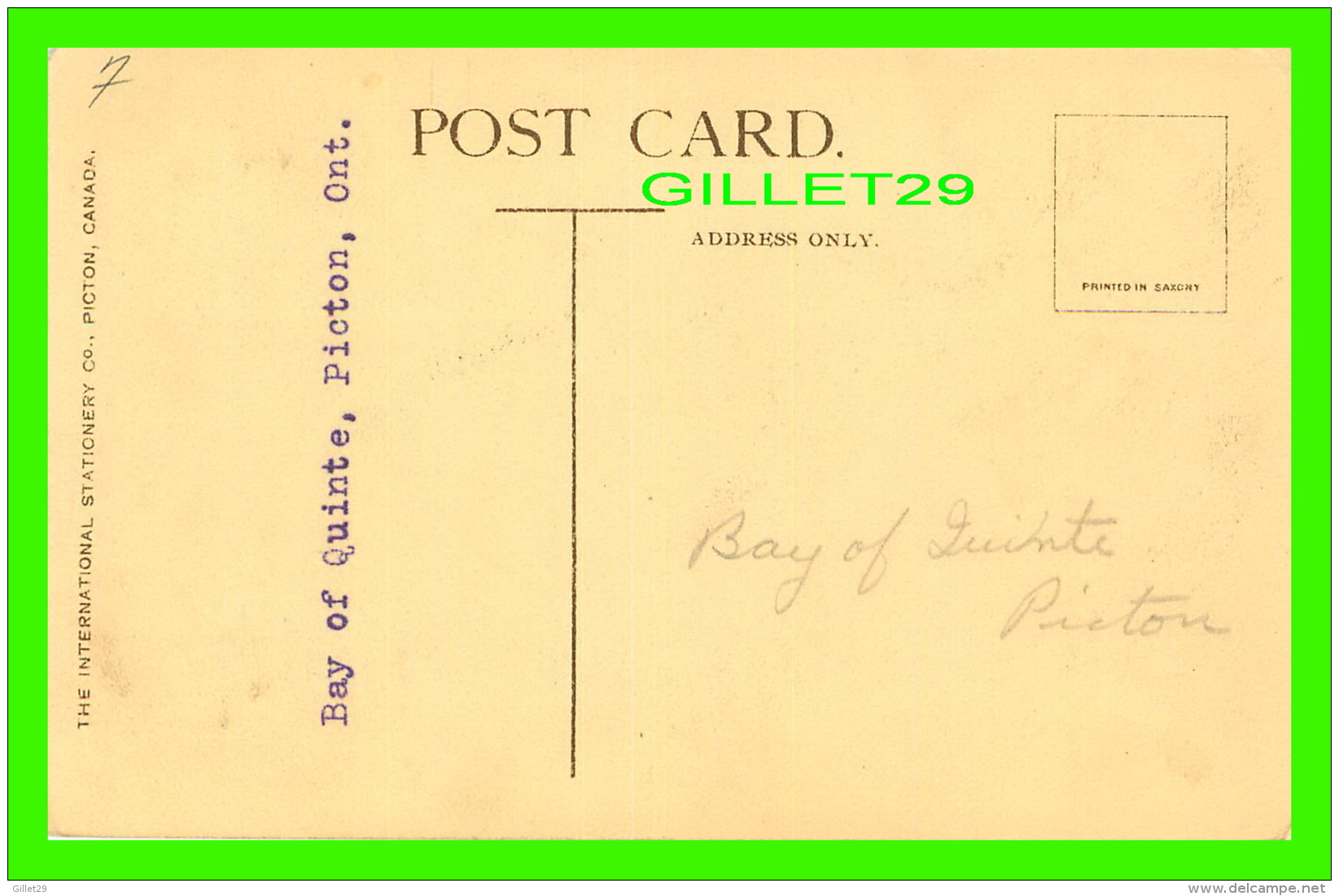 PICTON, ONTARIO - IN THE BAY OF QUINTE - ANIMATED - THE INTERNATIONAL STATIONERY CO - - Autres & Non Classés