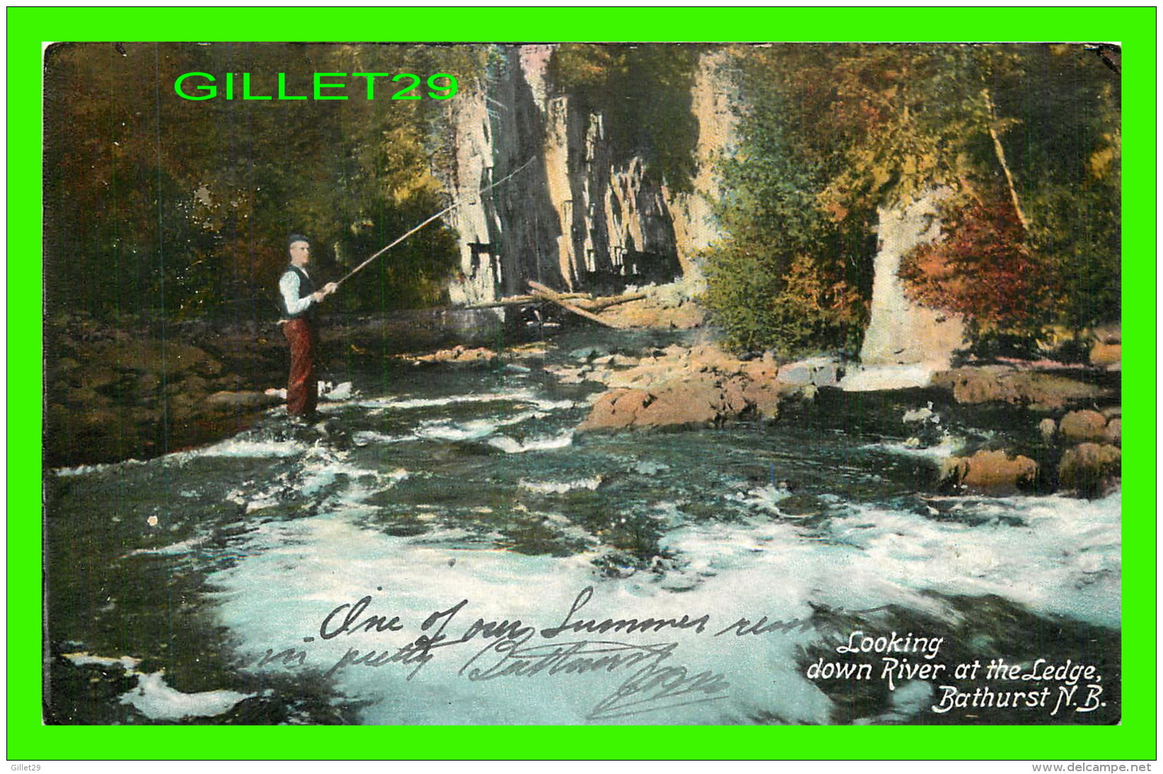 BATHURST, NEW BRUNSWICK - LOOKING DOWN RIVER AT THE LEDGE - TRAVEL  IN 1909 -  PUB. BY STEDMAN BROS LTD - - Autres & Non Classés