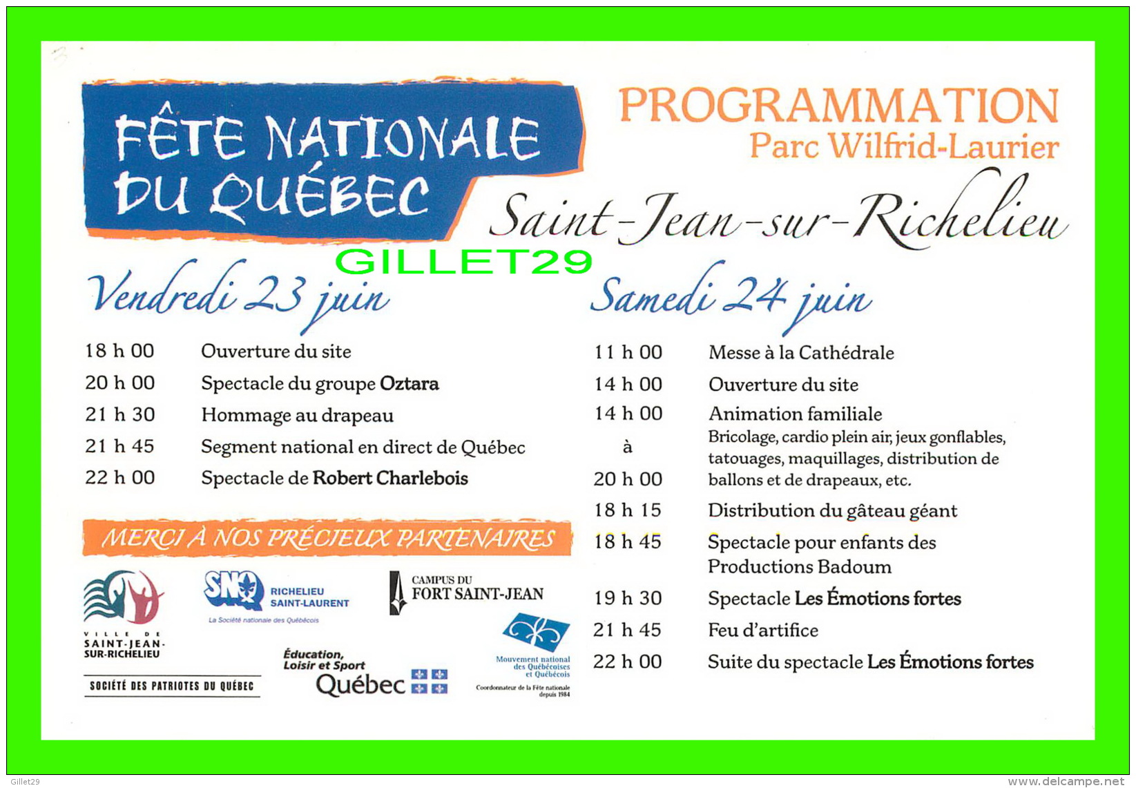 ADVERTISING - PUBLICITÉ - FÊTE NATIONALE DU QUÉBEC 2006 - ROBERT CHARLEBOIS - - Publicité