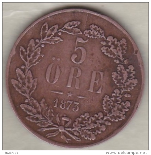 Sweden , 5 Ore 1873 Oscar II , Bronze , KM# 730 - Suède