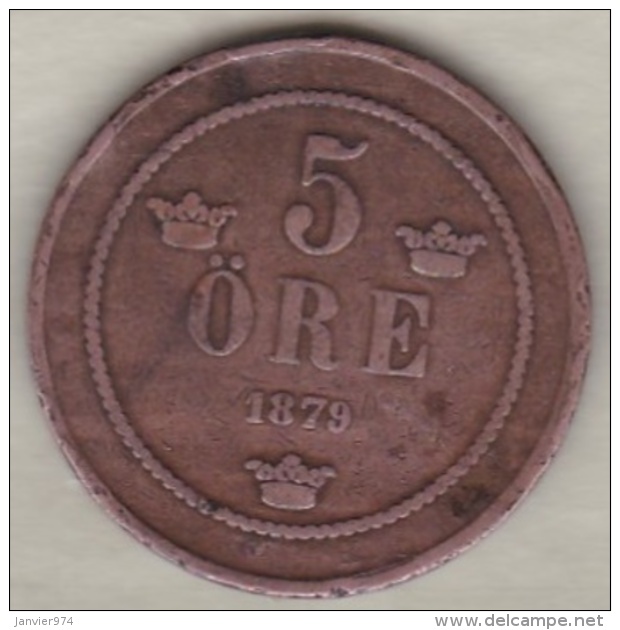 Sweden , 5 Ore 1879  Oscar II , Bronze , KM# 736 - Schweden