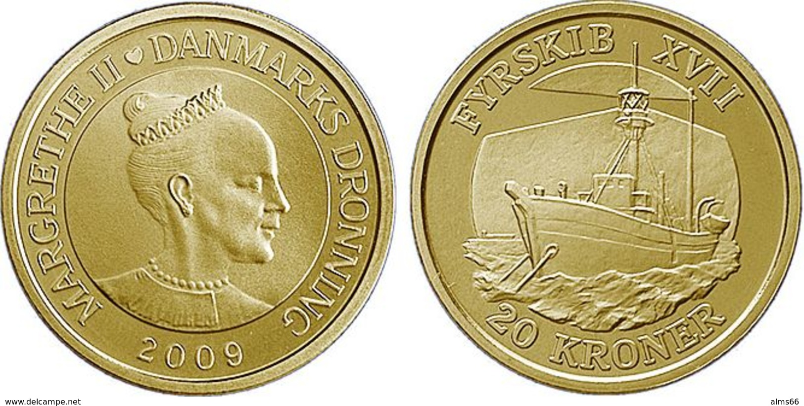 Denmark 20 Kroner 2009 XF < Fyrskib XVII < Ship - Denmark