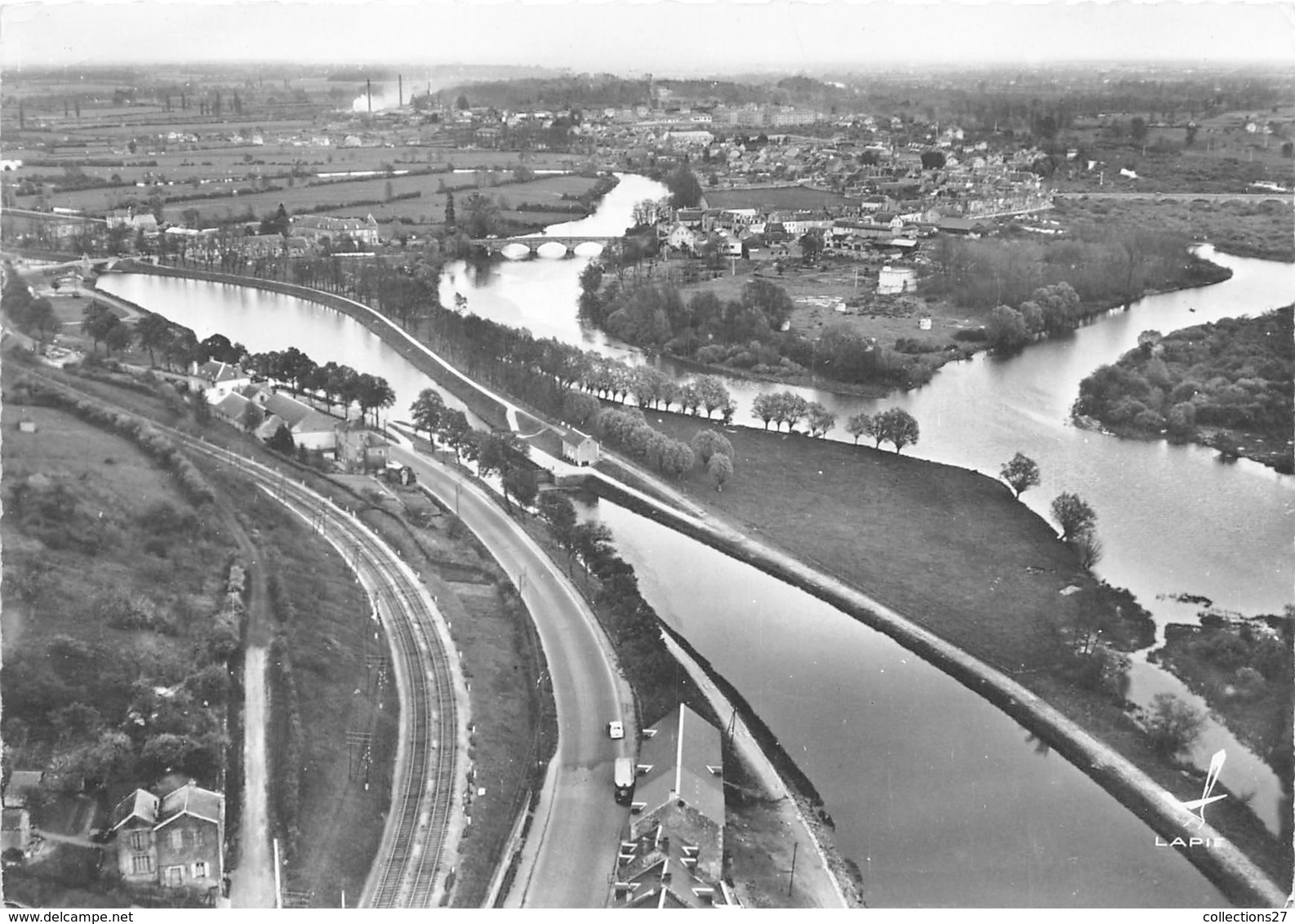 58-DECIZE- VUE DU CIEL- CANAL DU NIVERNAIS - L'ARON ET LA VIEILLE LOIRE - Decize