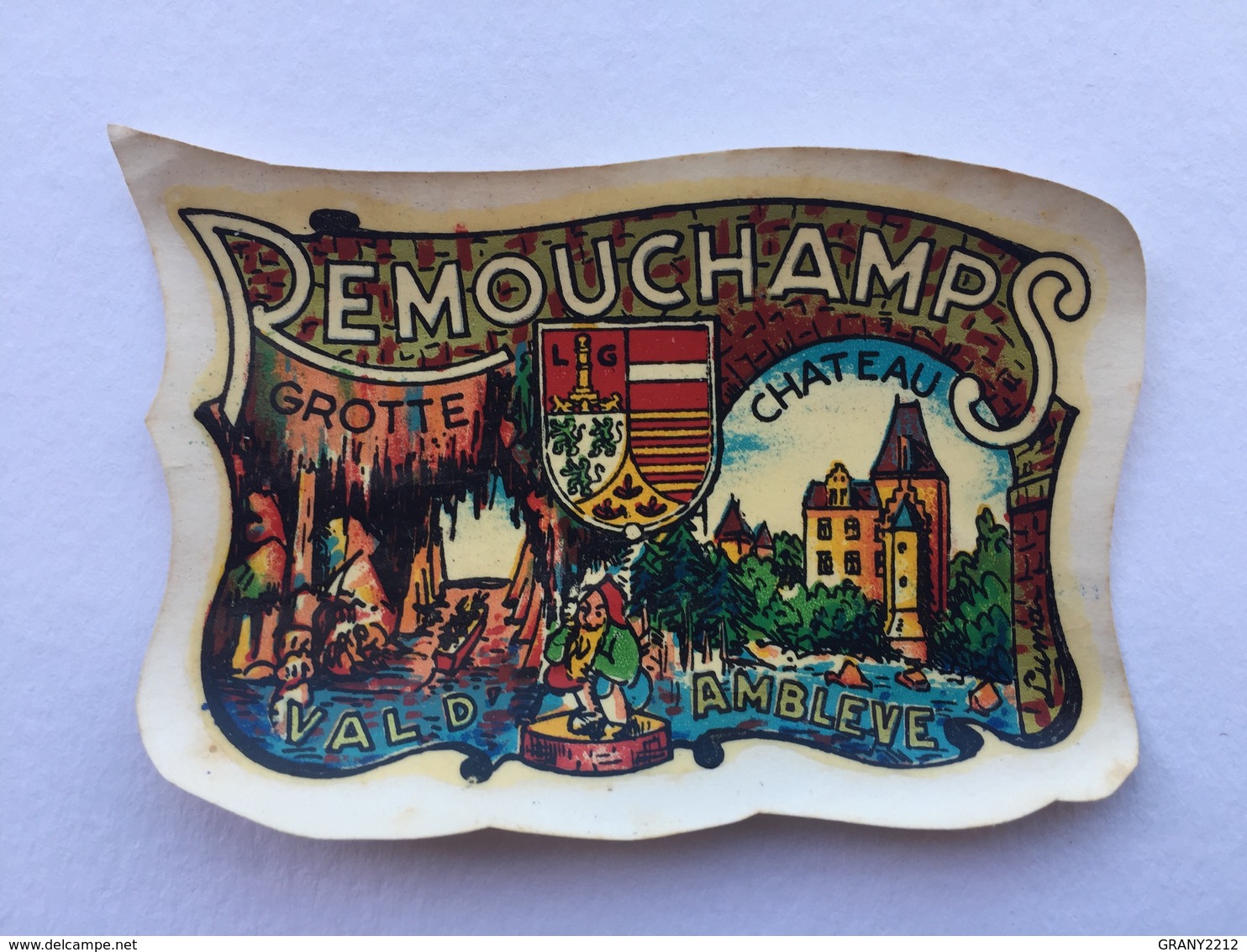 REMOUCHAMPS " Grotte , Château , Val D' Amblève , Blason  " Décalcomanie Ancienne Année 50 . - Stickers