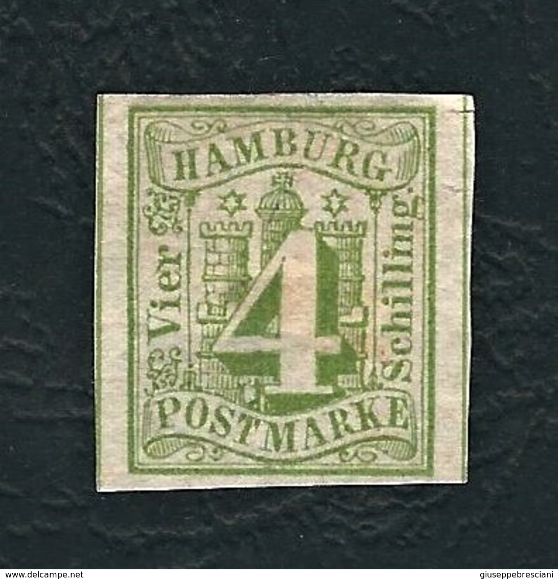 AMBURGO 1859 -Stemma Con Indicazione Del Valore Sovrapposta - 4 S. Verde  - MH - Mi:DE-HH 5 - Hamburg