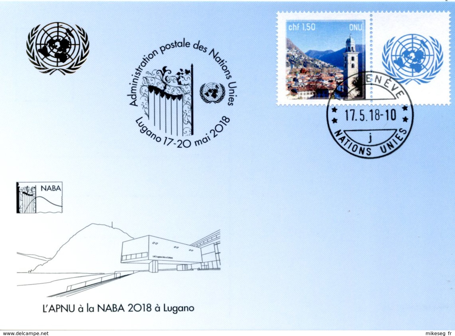 ONU Genève 2018 - Blue Card NABA Lugano 17-20 Mai 2018 - Cartes-maximum