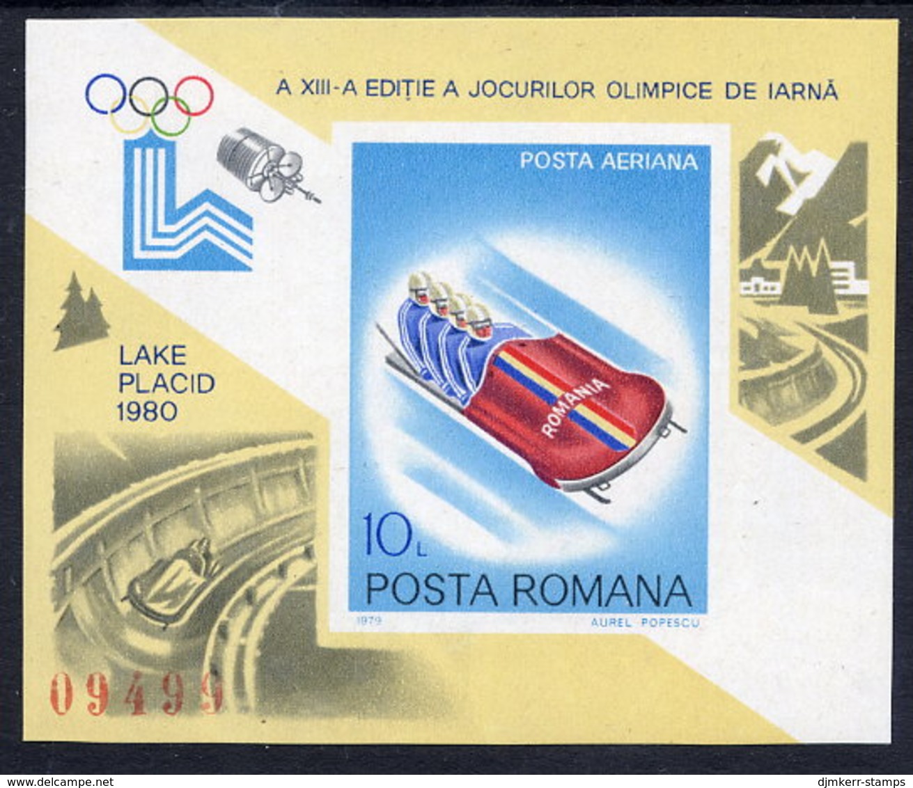 ROMANIA 1979 Winter Olympic Games Block MNH / ** .  Michel Block 165 - Blocs-feuillets