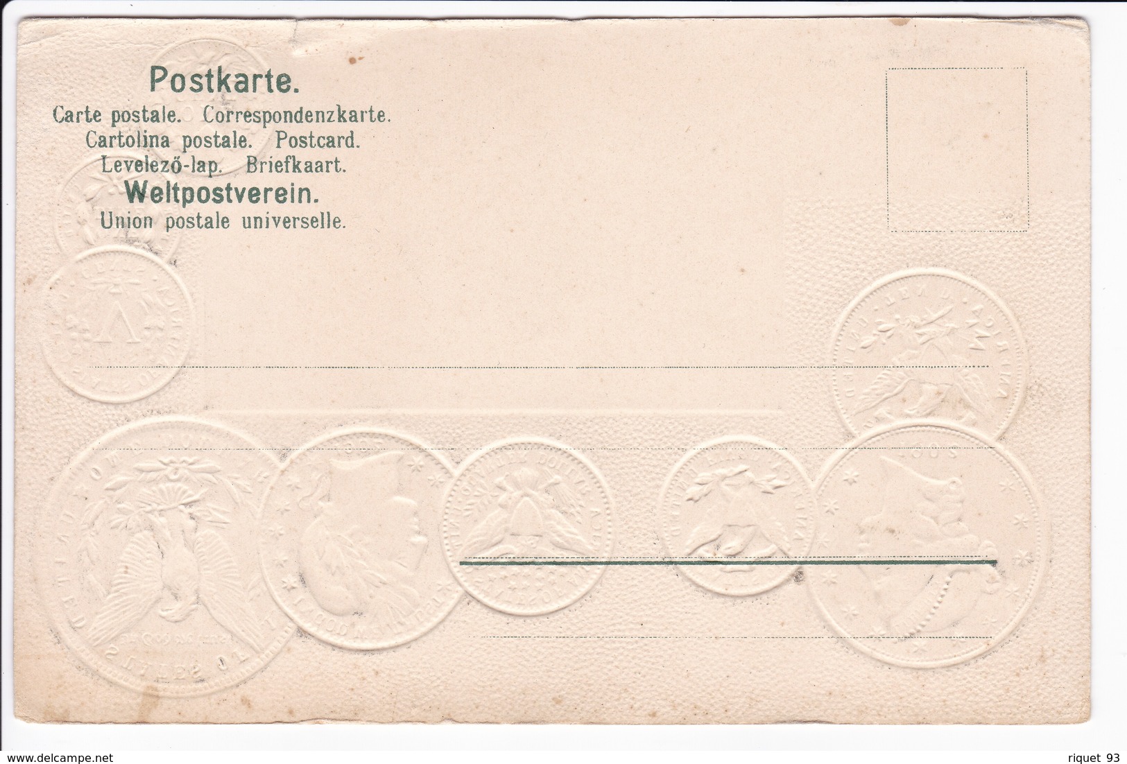 Post-card With National Fag. To Give Information About International Coinage- DOLLAR - U.S.A - Monete (rappresentazioni)