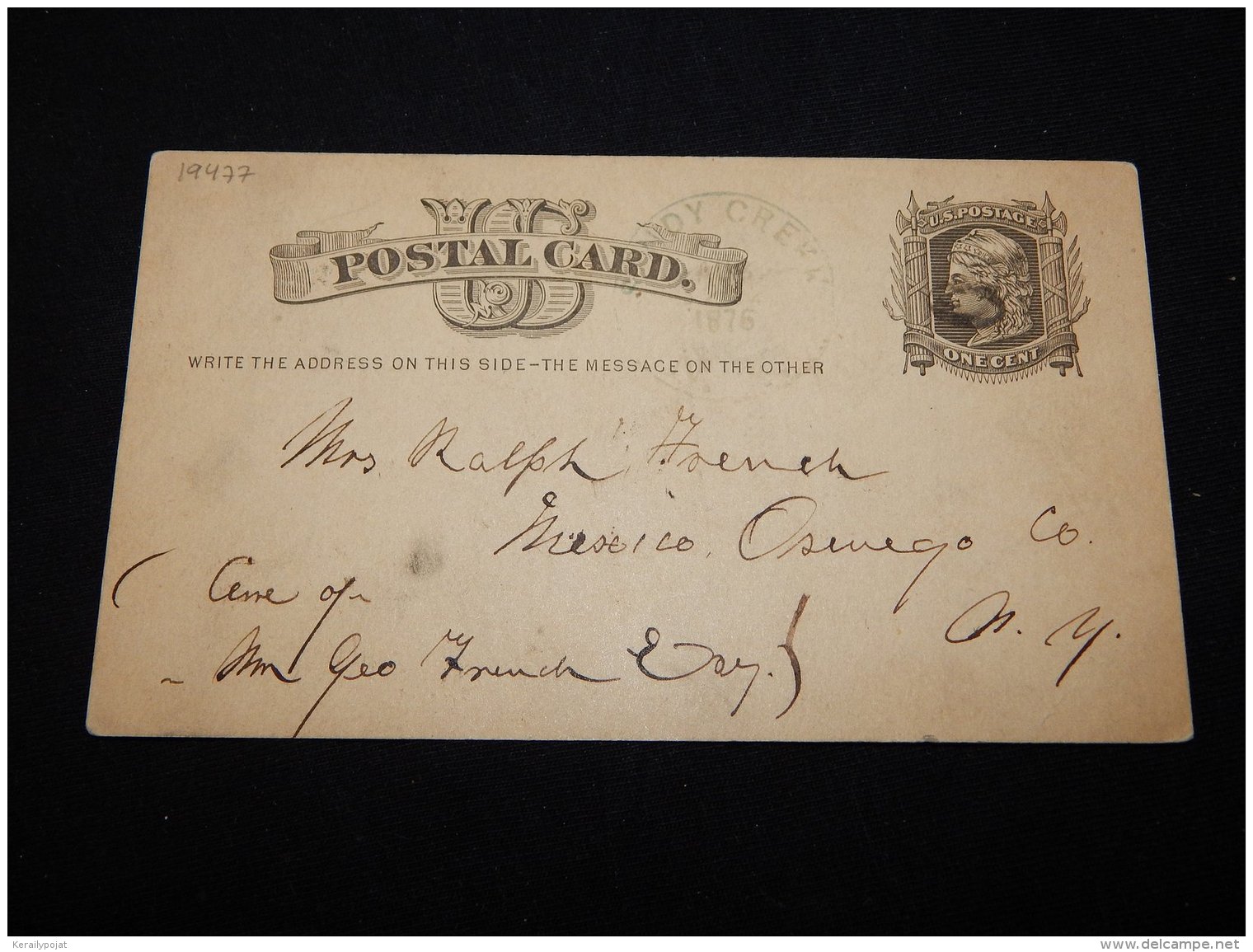 USA 1876 Sandy Creek 1c Black Stationery Card__(L-19477) - ...-1900