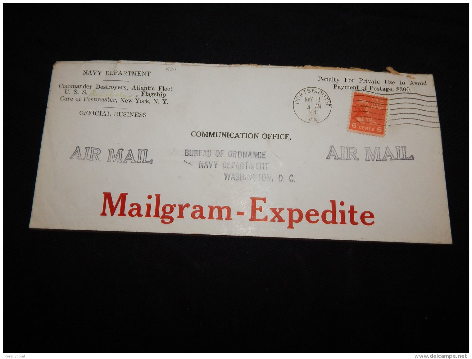 USA 1941 Portsmouth Mailgram-Expedite Cover__(LB-501) - Briefe U. Dokumente