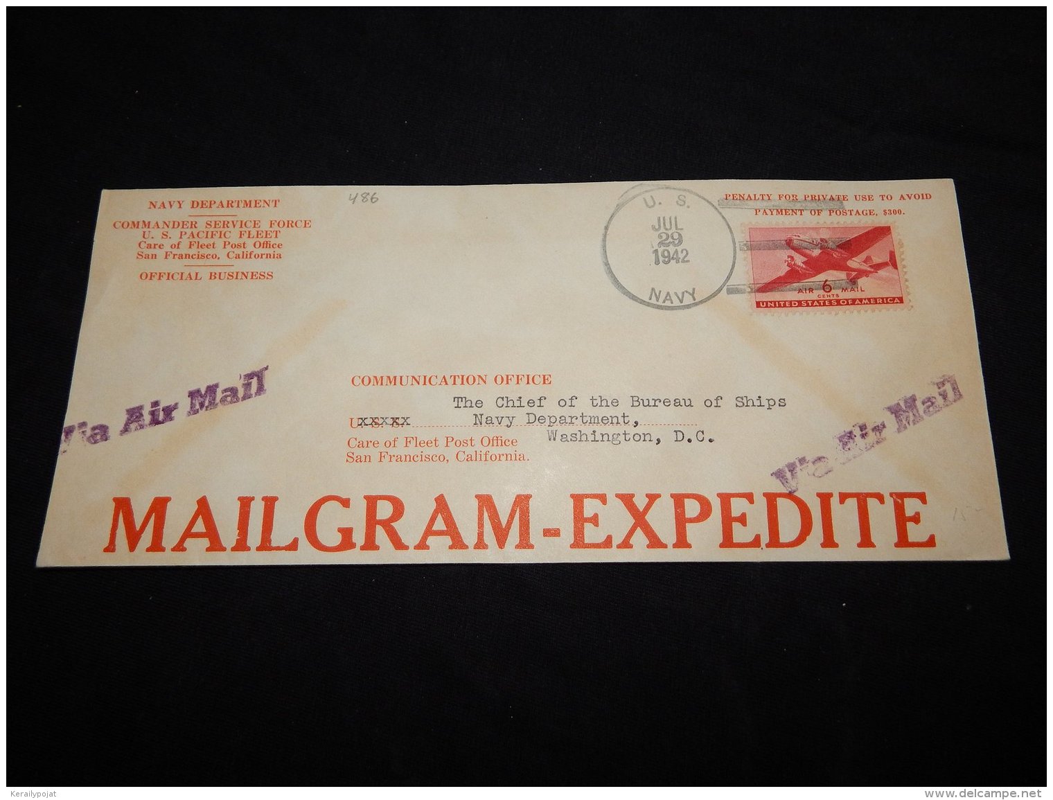 USA 1942 San Francisco Mailgram-Expedite Cover__(LB-486) - Lettres & Documents