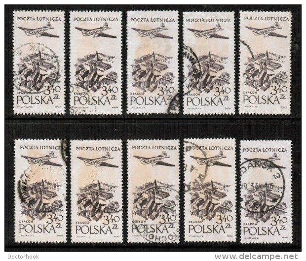 POLAND  Scott # C 43 USED WHOLESALE LOT OF 10 (WH-142) - Vrac (max 999 Timbres)