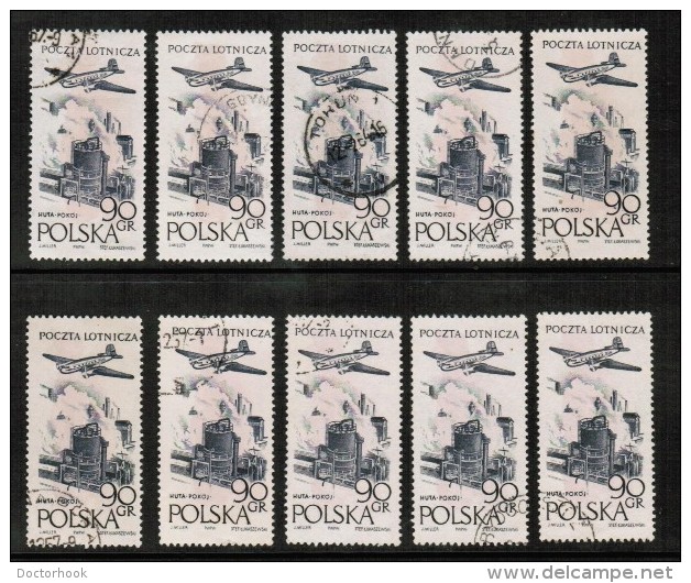 POLAND  Scott # C 41 USED WHOLESALE LOT OF 10 (WH-143) - Vrac (max 999 Timbres)