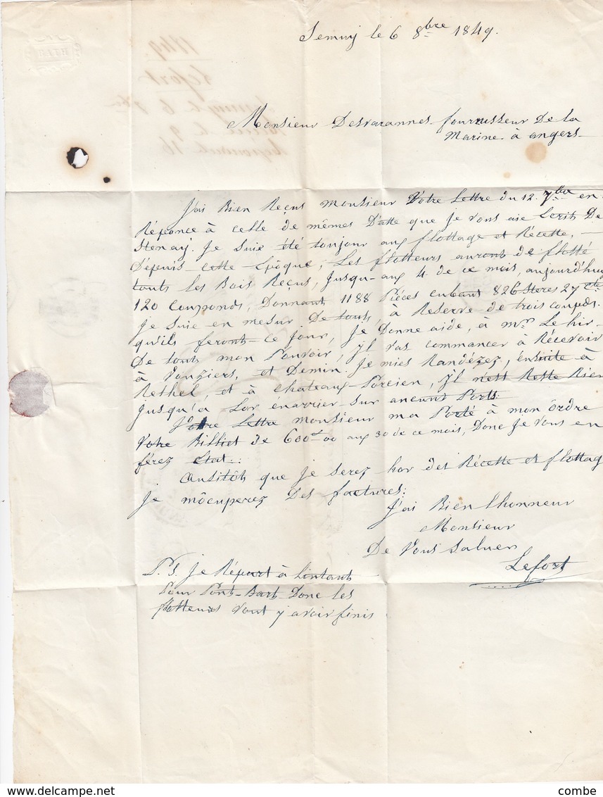 LETTRE . 7 OCT 49. ARDENNES ATTIGNY.  BOÎTE RURALE B  =  SEMUIS - 1801-1848: Précurseurs XIX