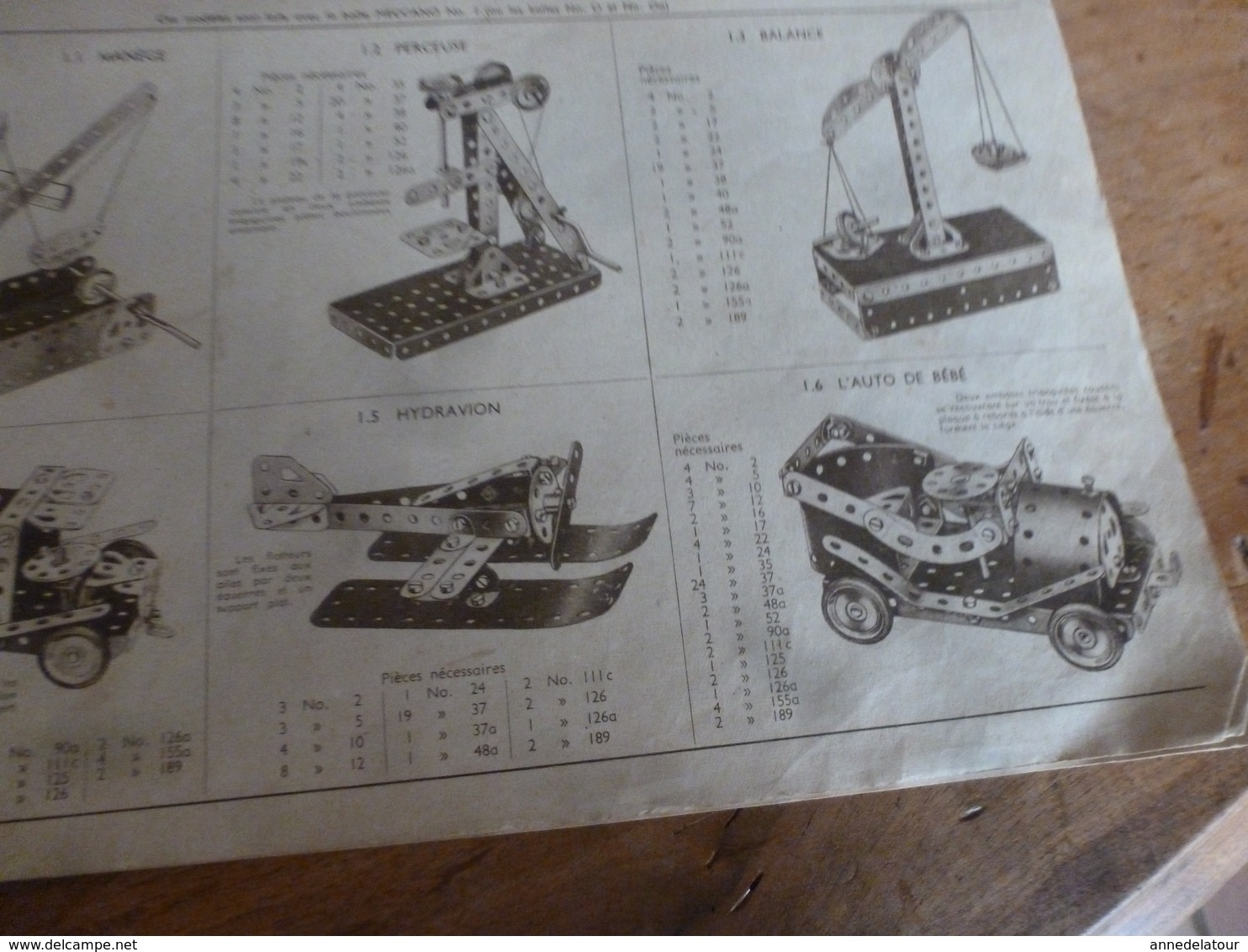 Manuel d'Instruction  MECCANO n° 1- avec modèles de constructions (20 pages comprenant la couverture)