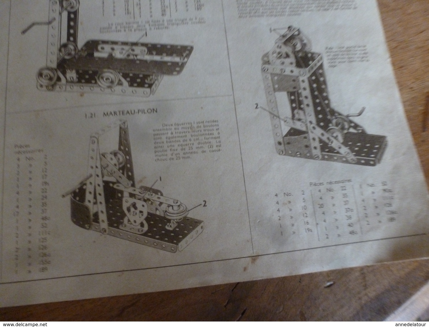 Manuel d'Instruction  MECCANO n° 1- avec modèles de constructions (20 pages comprenant la couverture)