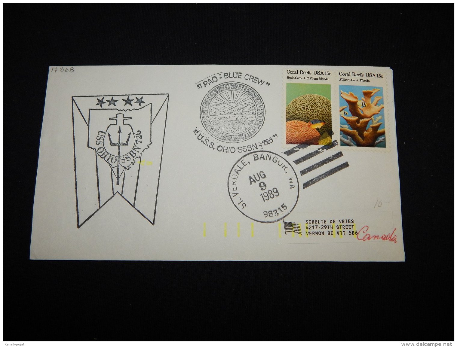 USA 1989 Verdale USS Ohio Cover__(L-17368) - Lettres & Documents