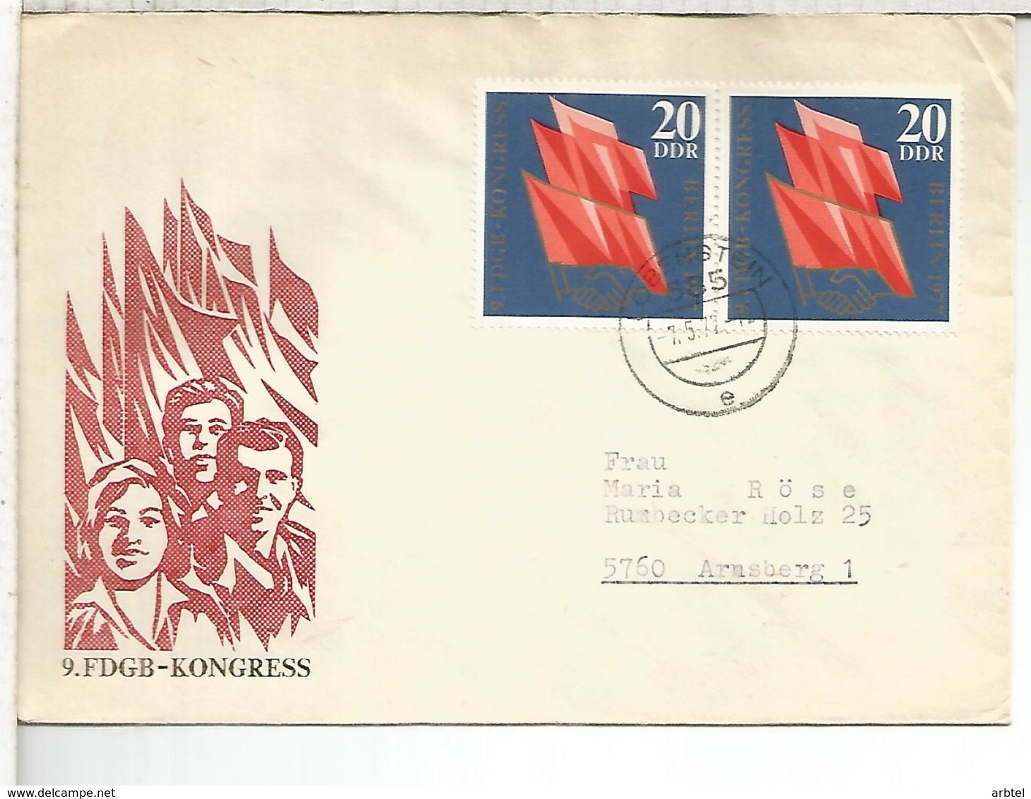 ALEMANIA DDR LOBENSTEIN CONGRESO SINDICAL - Sobres