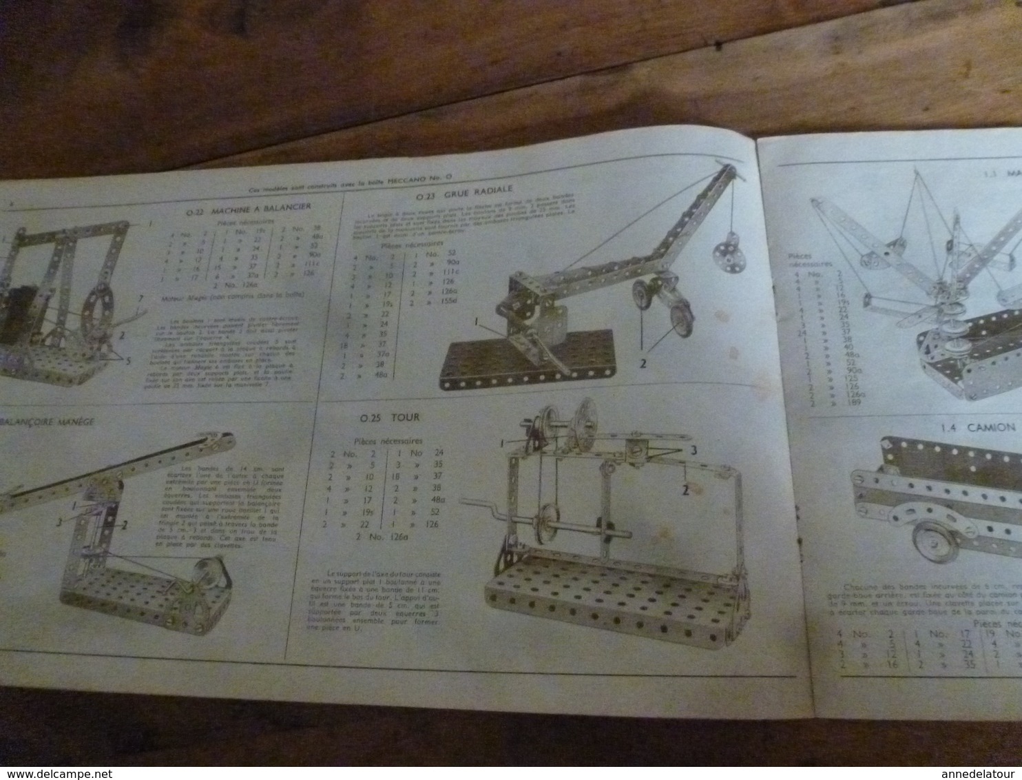 Manuel d'Instruction  MECCANO n° 1 - avec modèles de constructions (20 pages compris couverture)