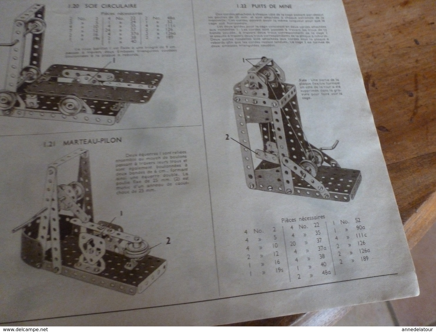 Manuel d'Instruction  MECCANO n° 1 - avec modèles de constructions (20 pages compris couverture)