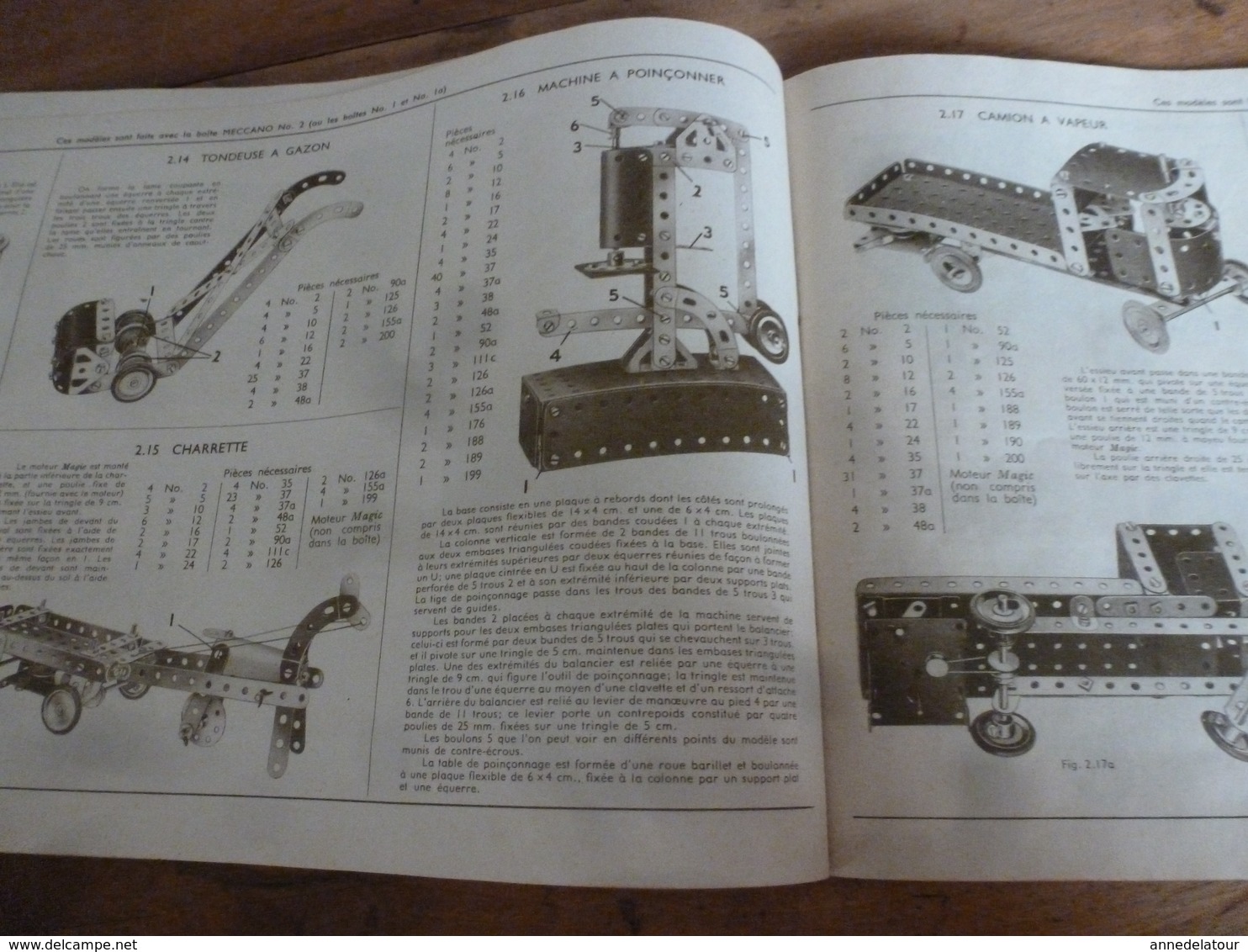 Manuel d'Instructions  MECCANO n° 2 - avec modèles de constructions (28 pages compris couverture)