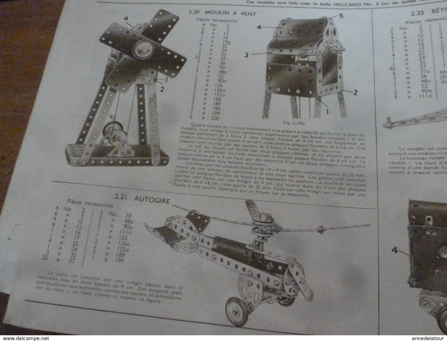 Manuel d'Instructions  MECCANO n° 2 - avec modèles de constructions (28 pages compris couverture)