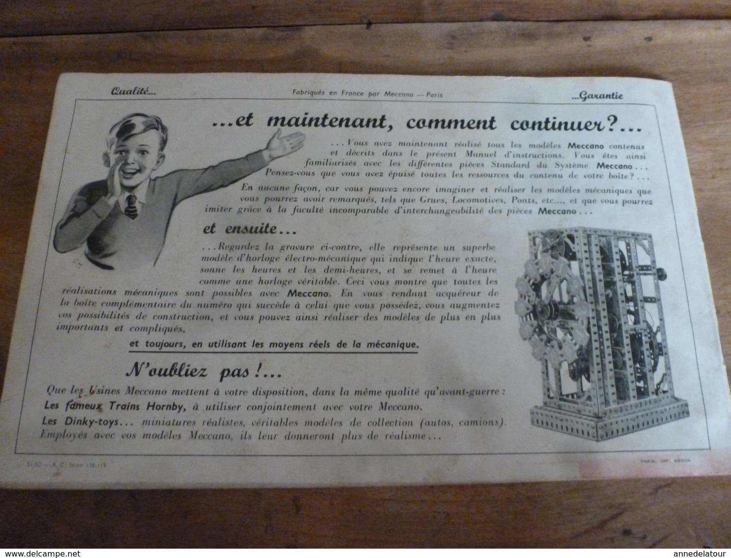 Manuel d'Instructions  MECCANO n° 2 - avec modèles de constructions (28 pages compris couverture)