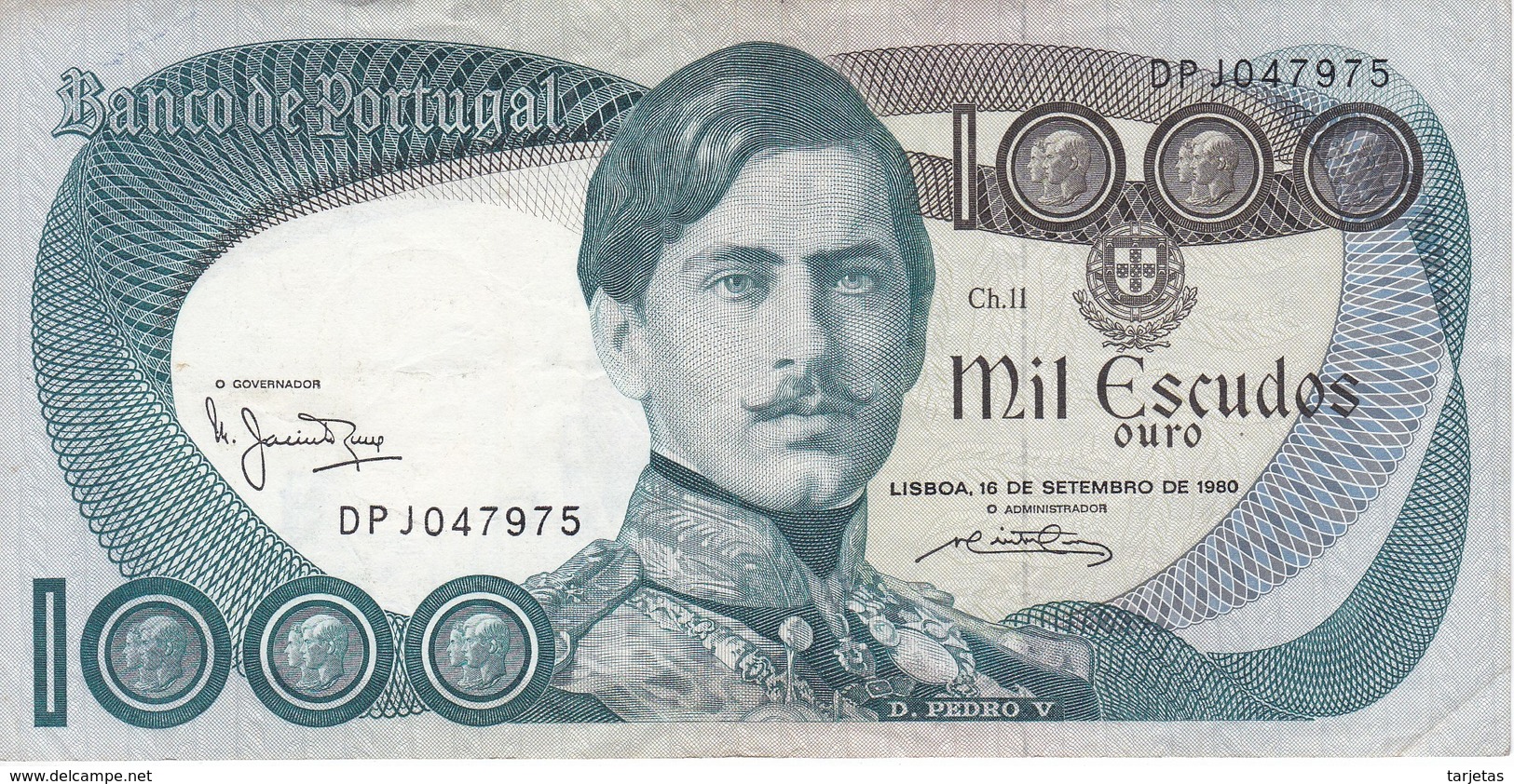 BILLETE DE PORTUGAL DE 1000 ESCUDOS DE OCTUBRE DEL AÑO 1980 SERIE DPJ (BANKNOTE-BANK NOTE) - Portugal