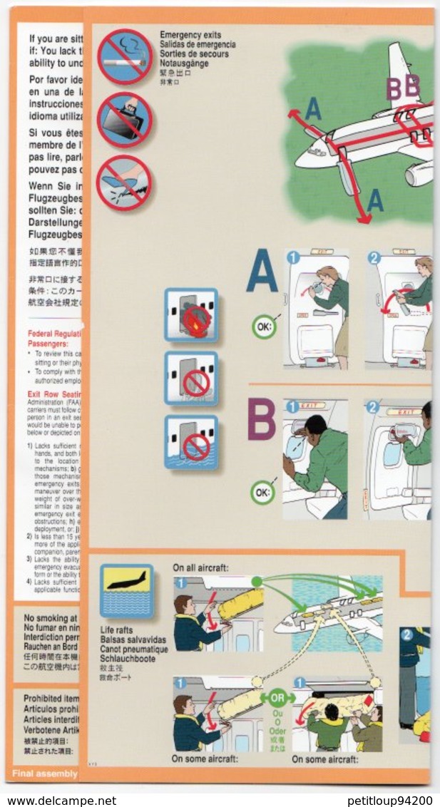 CONSIGNES DE SECURITE / SAFETY CARD  *B737-800/900  United - Scheda Di Sicurezza