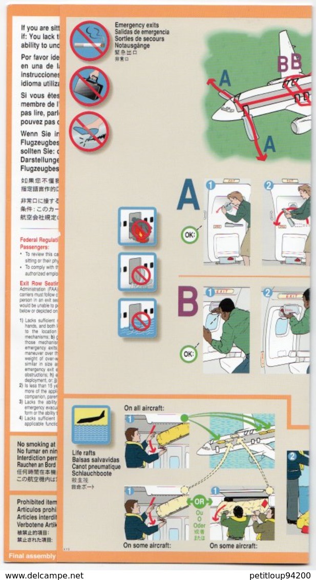 CONSIGNES DE SECURITE / SAFETY CARD  *B737-800/900  United - Safety Cards