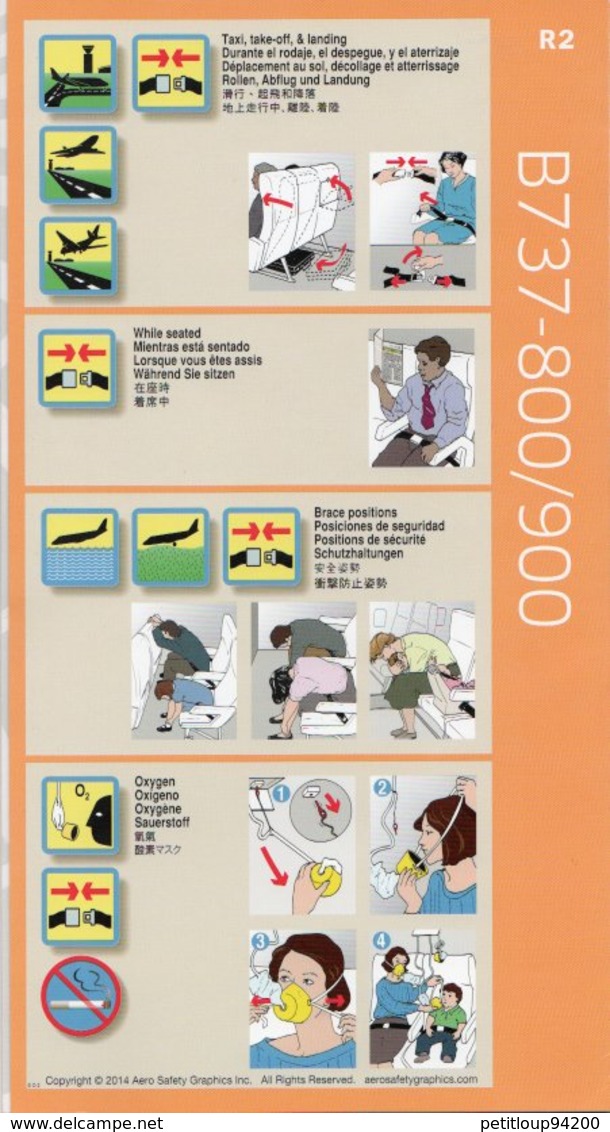 CONSIGNES DE SECURITE / SAFETY CARD  *B737-800/900  United - Safety Cards