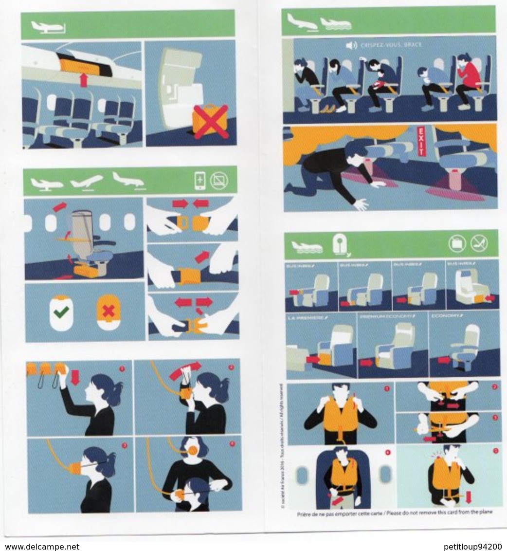 CONSIGNES DE SECURITE / SAFETY CARD  *AIRBUS 380 Air France - Safety Cards