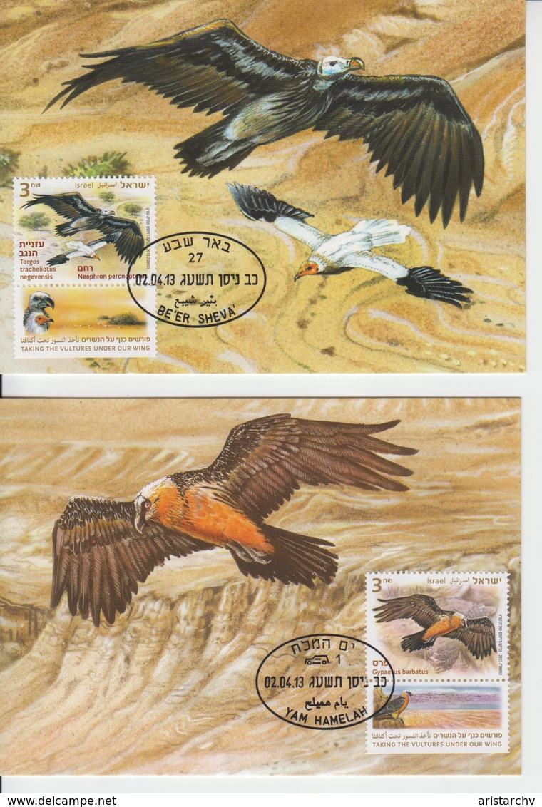 ISRAEL 2013 TAKING THE VULTURES UNDER OUR WING EAGLE HOWK 3 MAXIMUM CARDS - Cartoline Maximum