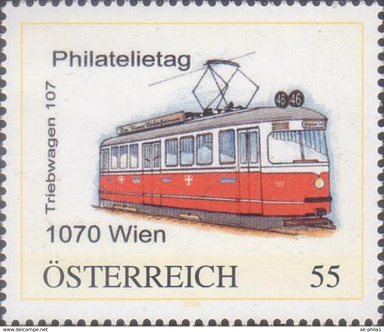 Philatelietag 1070 Wien - Straßenbahn Triebwagen 107 - 8028773** - Personalisierte Briefmarken