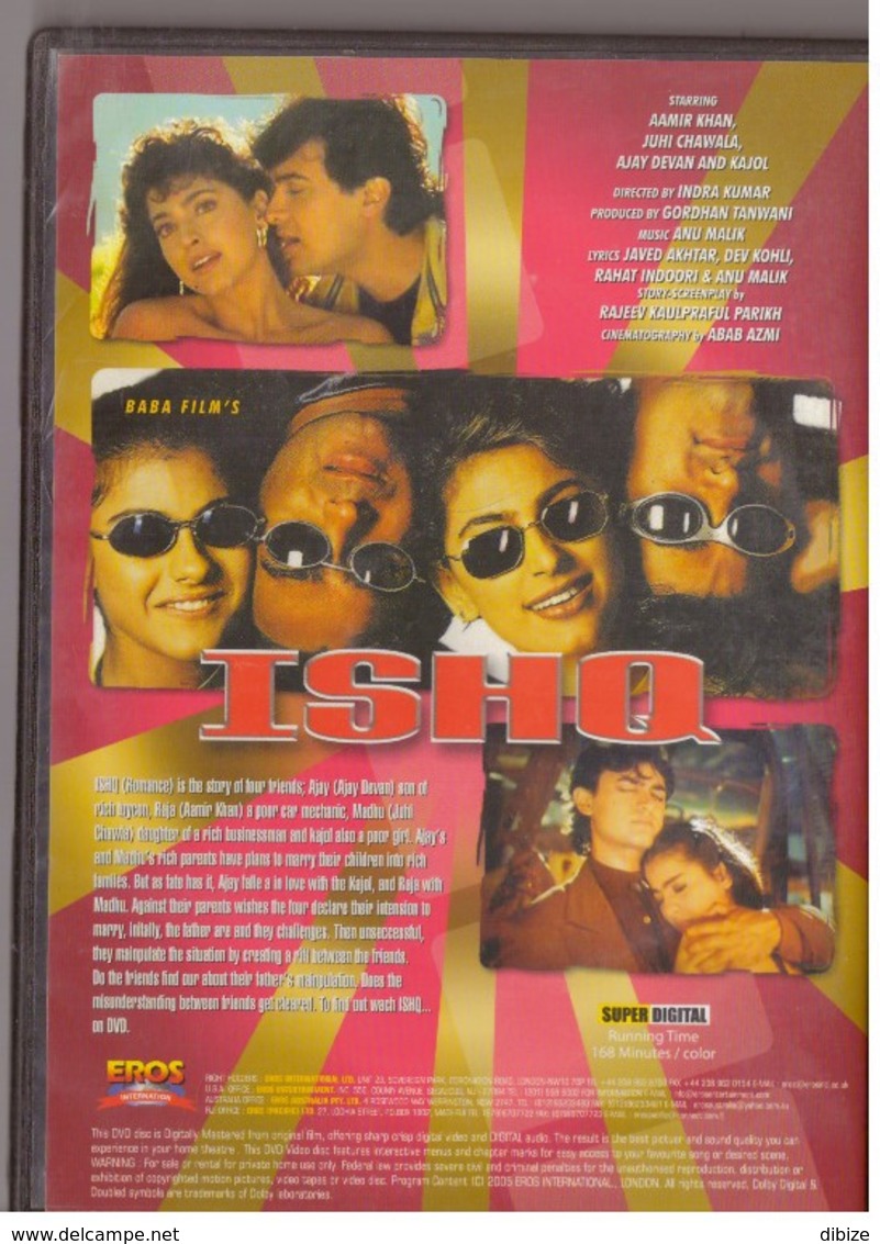 DVD Indien Ishq (Romance). Amir Khan. Sous-titres Français. English Subtitles. - Romantic