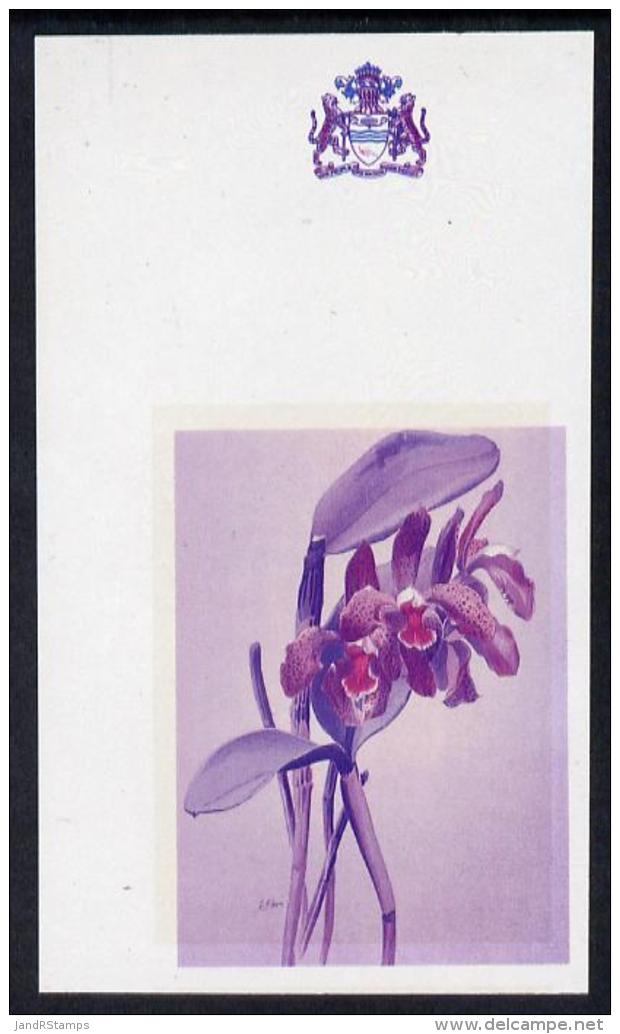 3831 Guyana 1985-89 Orchids Series 2 Plate 36 (Sanders' Reichenbachia) U/m Imperf Progressive Proof In Blue &amp; (flowe - Guyana (1966-...)