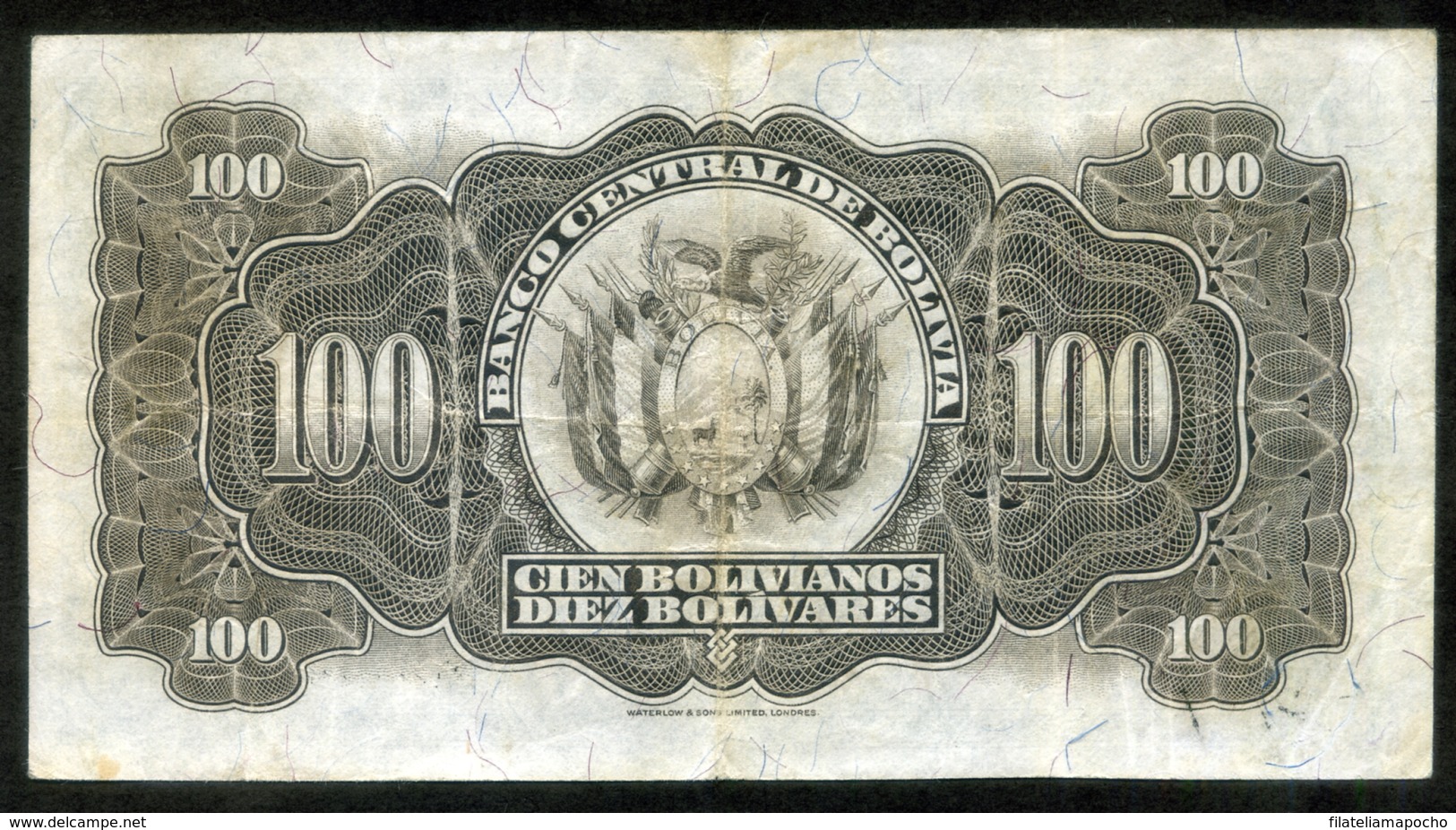 BOLIVIA BILLETES 1928; "100 BOLIVIANOS"; EMISIÓN COMPLEMENTARIA. - Bolivië